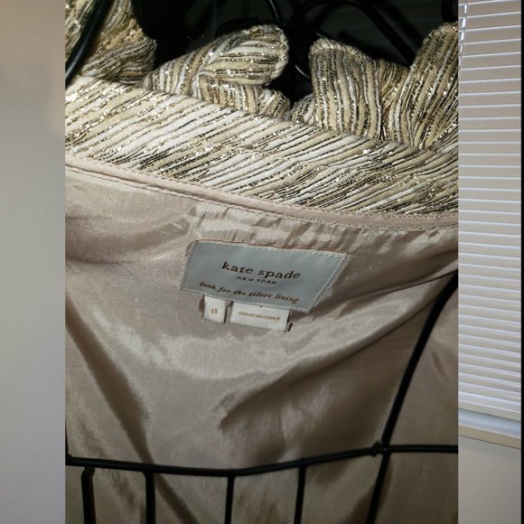 *SOLD* Kate Spade Gold Metallic Cocktail Dress Sleeveless Holiday Mini - Picture 9 of 14